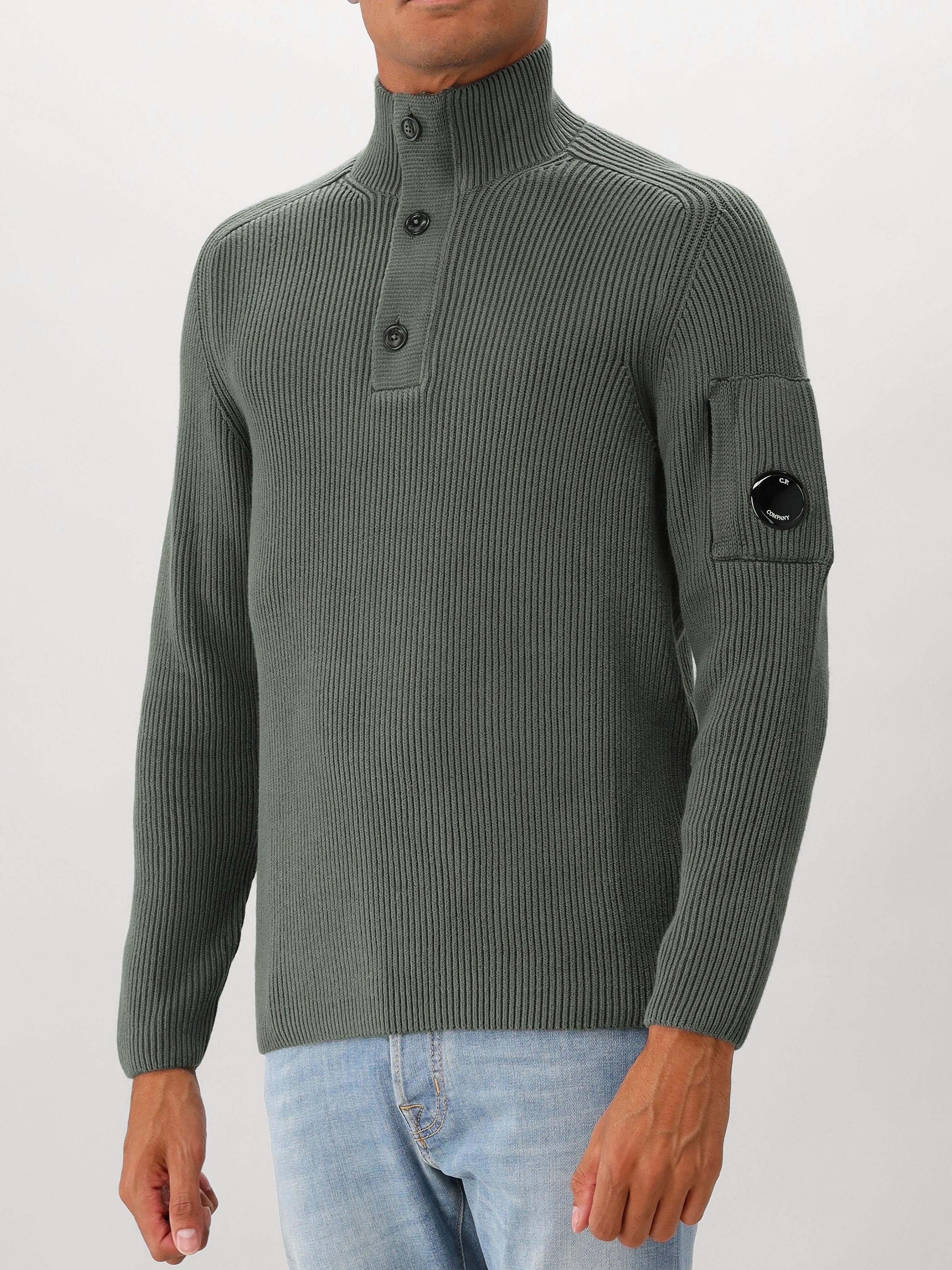 Cp Company Gebreide Trui Groen Polo Collar